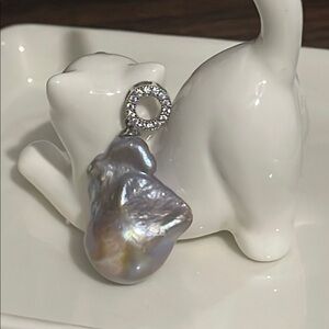 Elegant Silver Large Baroque Freshwater Pearl Pendant NWOT